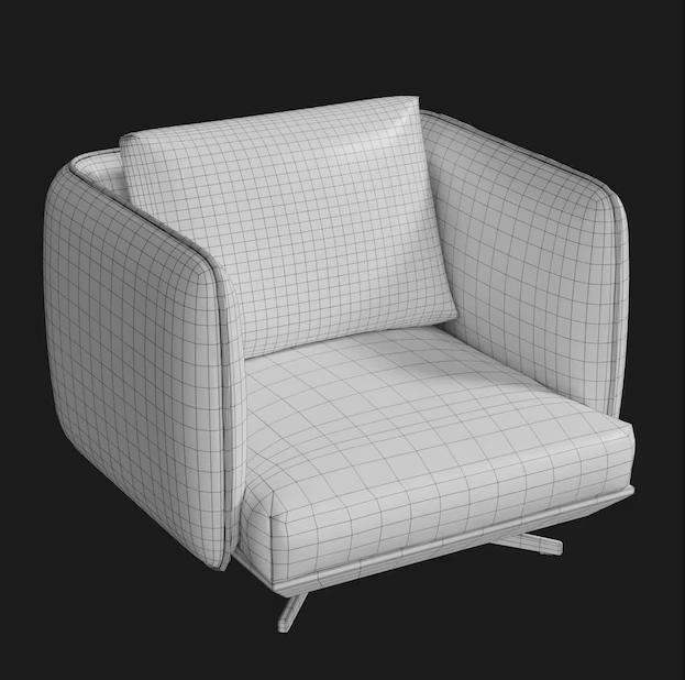 扶手椅 真皮方块 3D模型素材下载