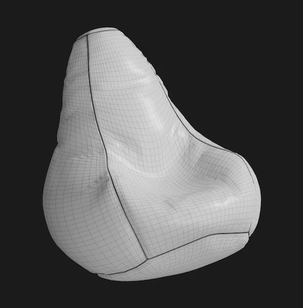 豆包椅003 深色三角靠背 3D模型素材下载