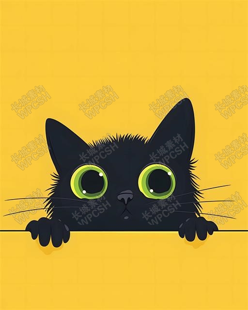 黄色卡通猫、黑猫、宠物手机壁纸图片